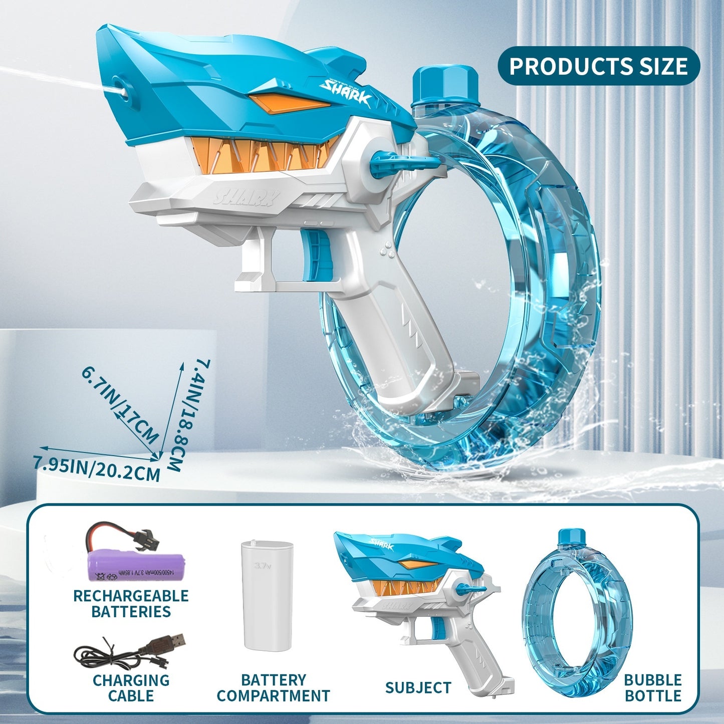 New Shark Electric Water Gun Toys Fully Automatic Continuous Fire Water Gun Large Capacity