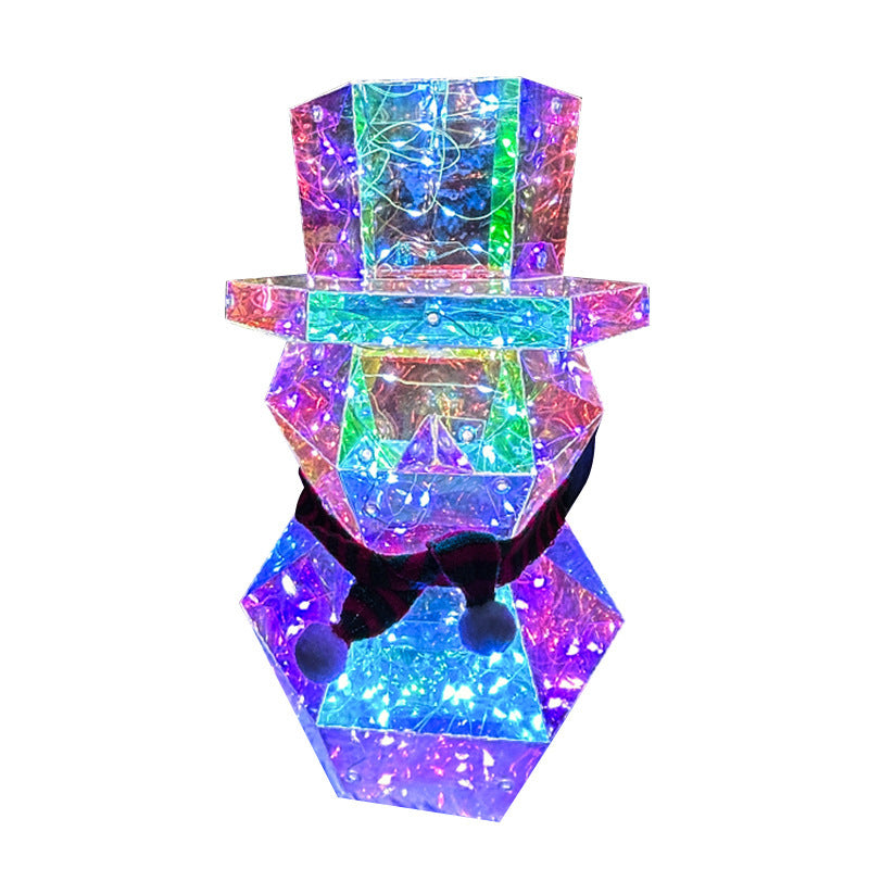 Colorful LED Glow Santa Claus Snowman Night Light Prismatic LED Lights Tabletop Ornament